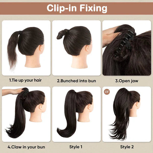 Curly Wavy Frizzy Hair Extension with Ponytail